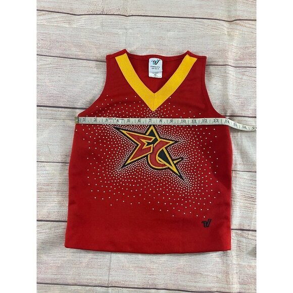 Varsity Spirit Red Cheerleading Cap Sleeve Embellished Top - YXL - Picture 9 of 10